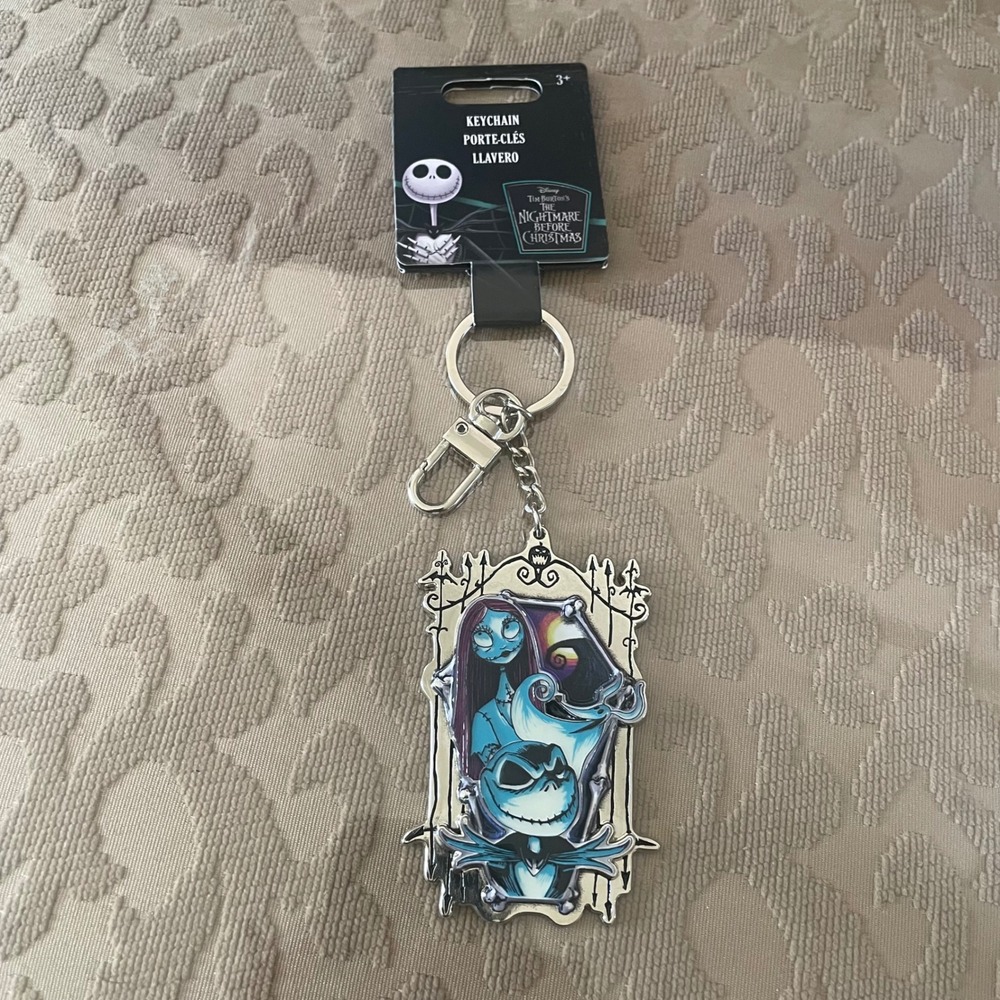 Disney Nightmare Before Christmas Jack Sally Zero Metal Keychain Teal NWT